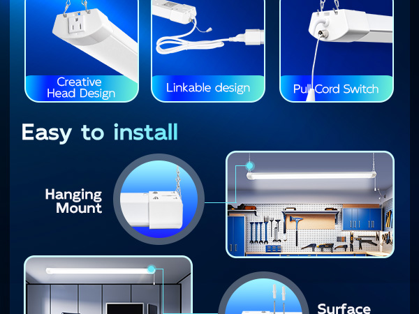 hykolity 4FT 120W LED Shop Light Linkable, 13000lm(400w