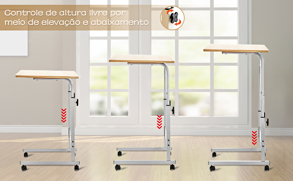 Mesa ajustável dobrável, mesa de cabeceira multifunctional