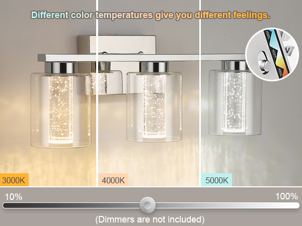 Bathroom Light Fixtures, 3-Light Chrome Vanity Lights-3