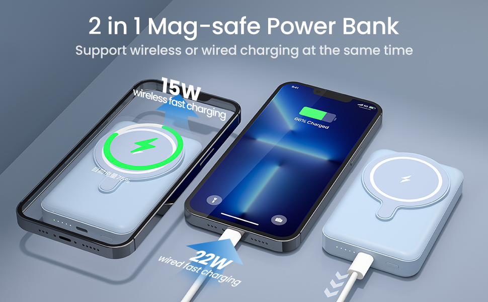 NEWDERY Wireless Portable Charger, 10000mAh MagSafe Battery
