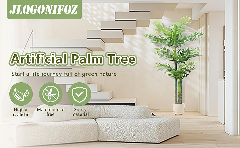 6FT Fake Palm Trees 2pcs, Artificial Golden Cane Palm Tree