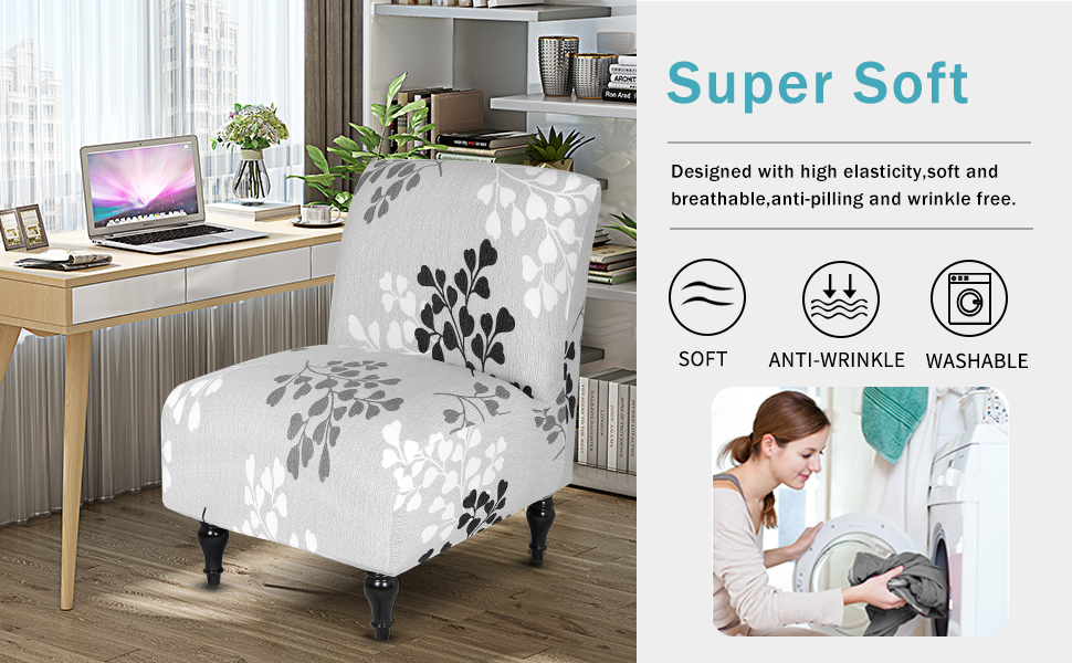 Iauddy Armless Accent Slipper Chair Cover Slipcover,Stretch