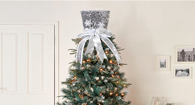 Amazon.com: PIKRONSH Christmas Tree Topper, Silver Shiny