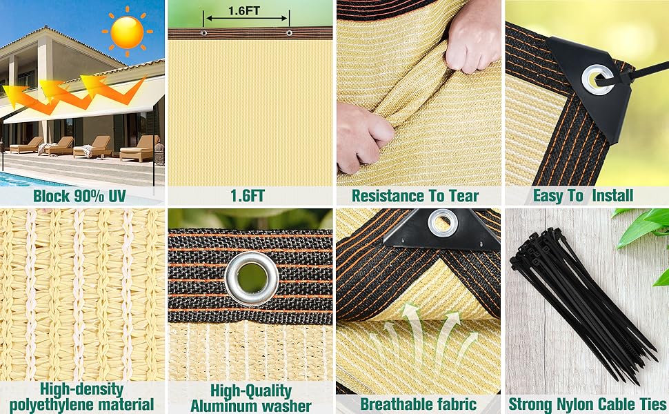 Sun Shade Cloth for Plants, Balcony Privacy Screen Cover