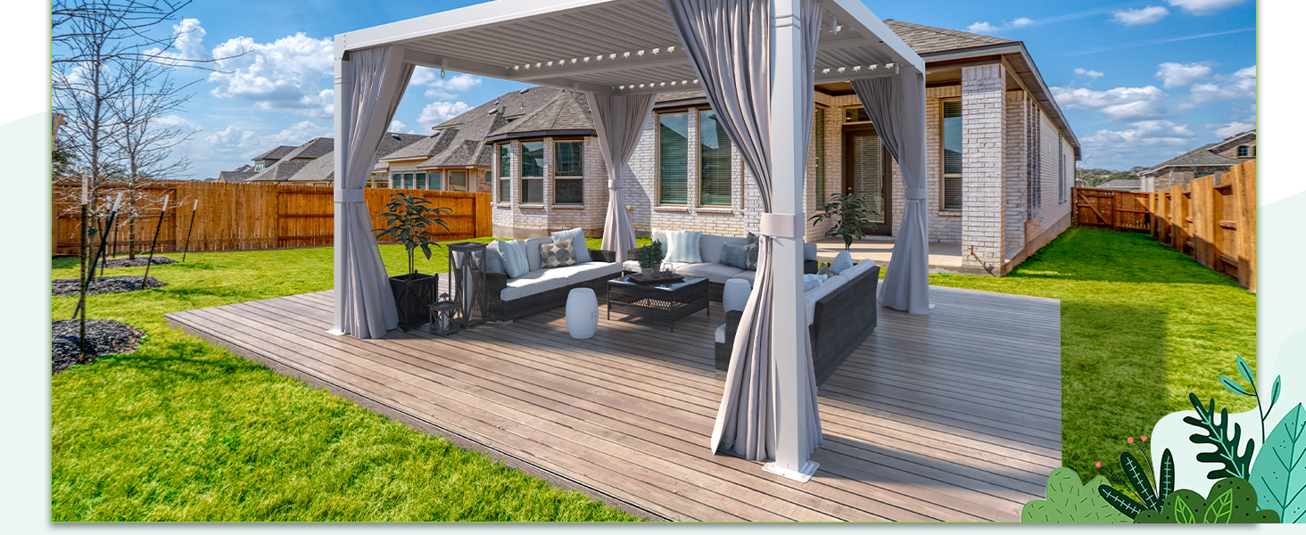 YOLENY 10 x 10 FT Louvered Pergola, Outdoor Pergolas with