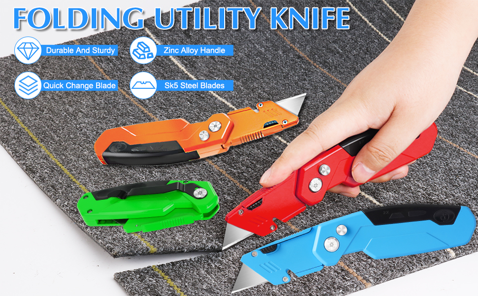 DIYSELF 1 Pack Box Cutter, Blade Storage Design, Box Knife with 2