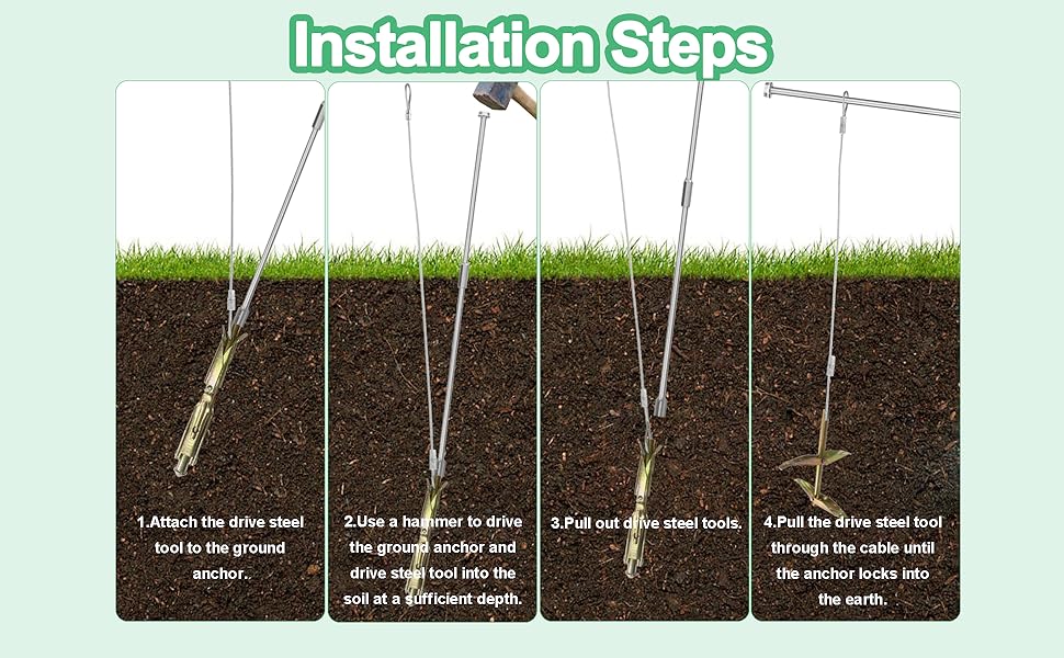 Amazon.com : 6 Pack Ground Earth Anchors with Drive Steel Tool, 30inch