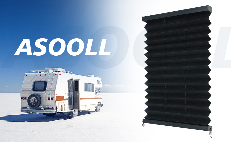 ASOOLL RV Blinds Pleated Shades,12" W x 21" L RV Shades for