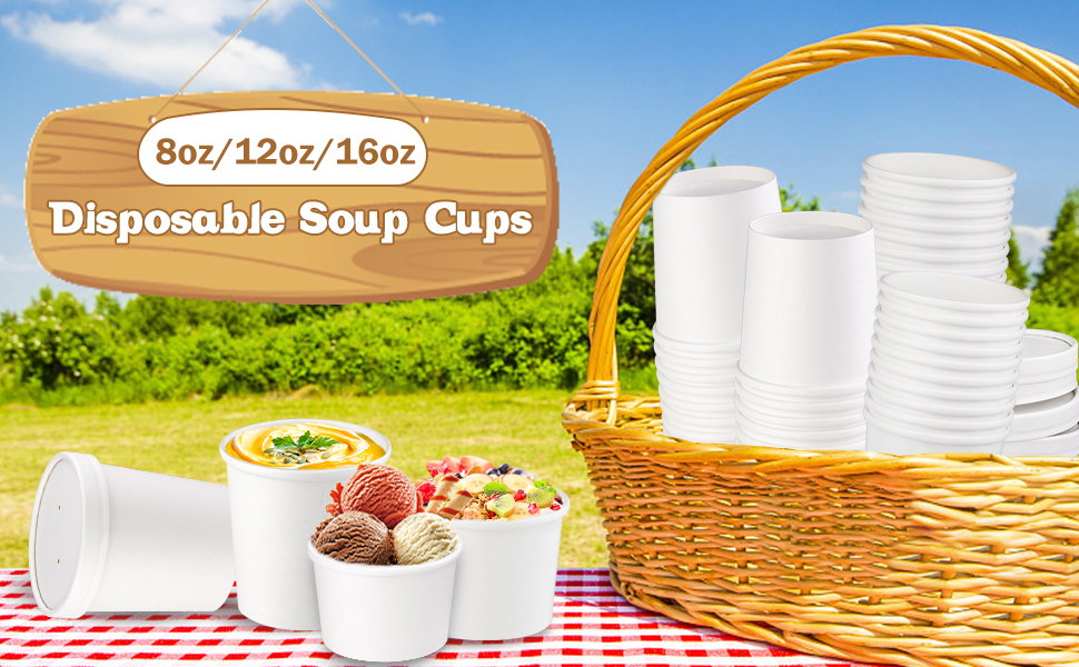Giwrmu 16 oz 50Pcs Paper Soup Containers with Lids