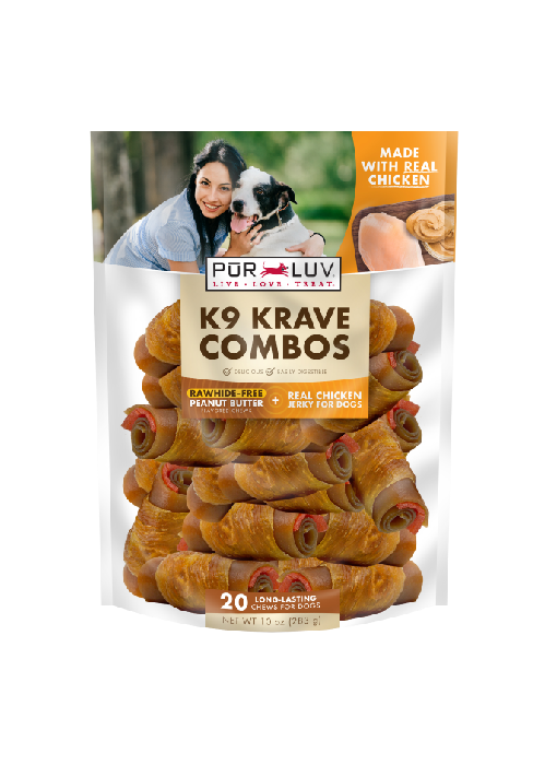 Pur Luv K9 Krave Combos Dog Treats, Chicken &amp;amp; Peanut Butter, 20 Count