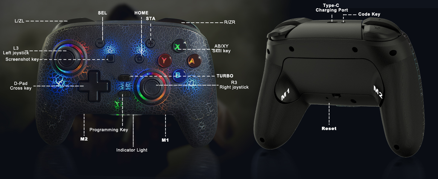 Joso Game Controller for PC/iPad/iPhone/Android, Wireless Gamepad for