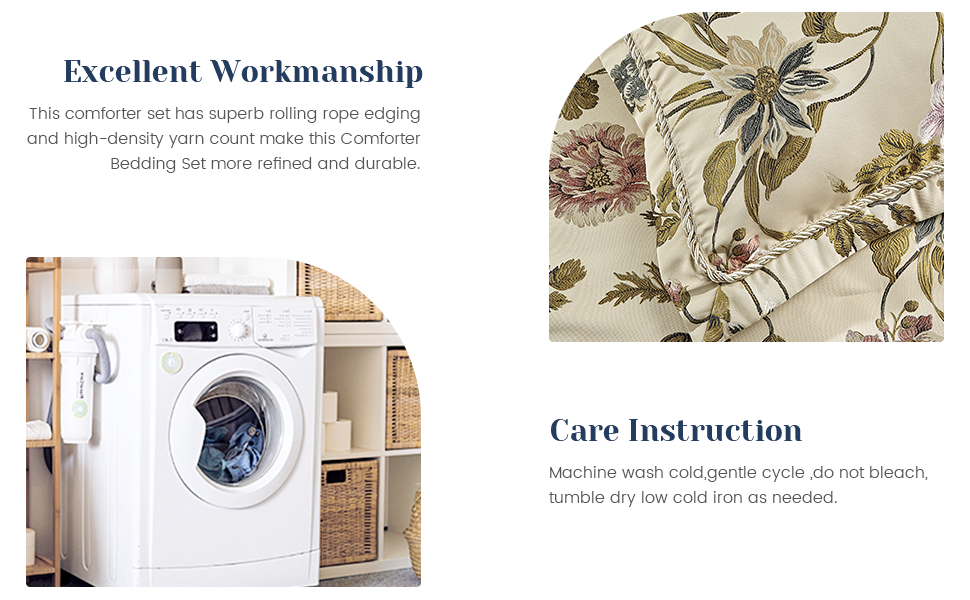 MOLLY ROCKY Queen Size 3 Pieces Jacquard Comforter Set