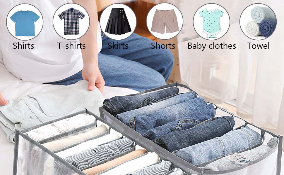 Wellehomi 2Pcs Wardrobe Clothes Storage Organizer, Foldable Drawer