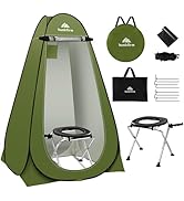 Huskfirm Portable Toilet Kit for Adults, Pop Up Privacy Tent, Stainless Steel Portable Camping To...
