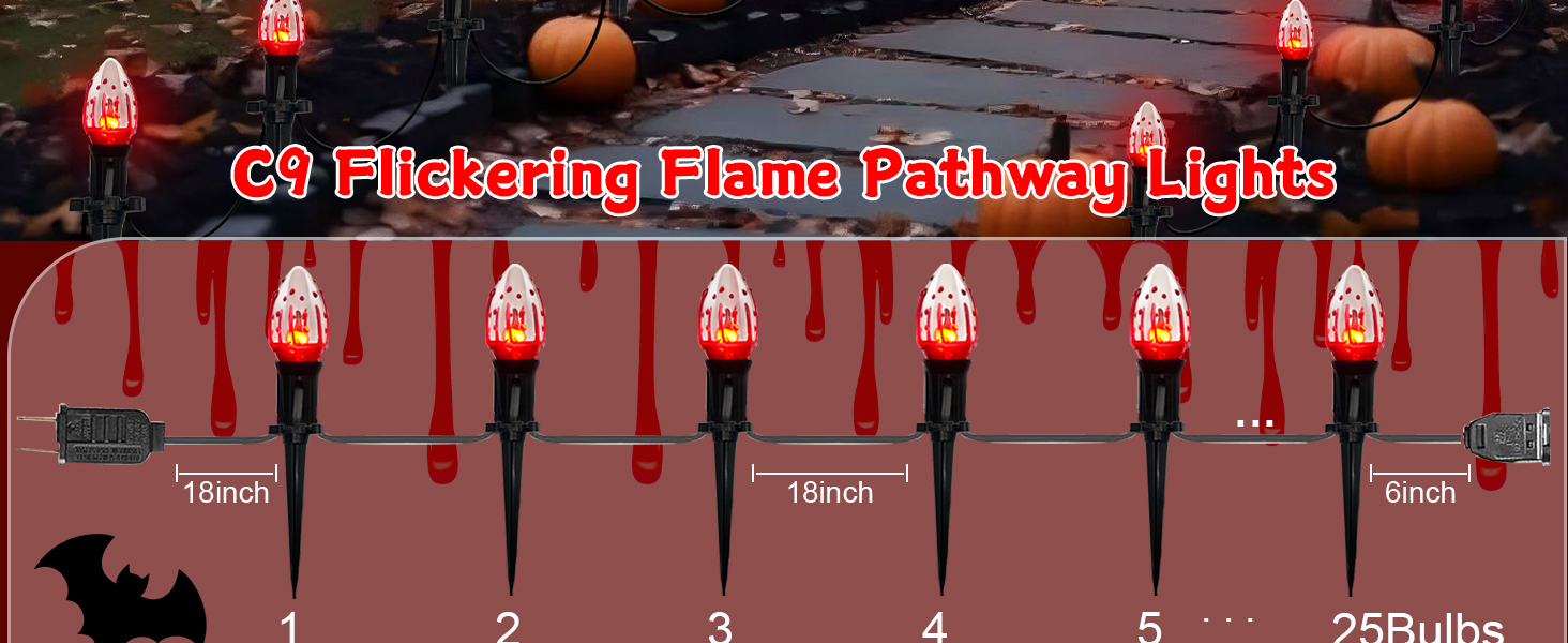 38Ft Flickering Flame Walkway Lights