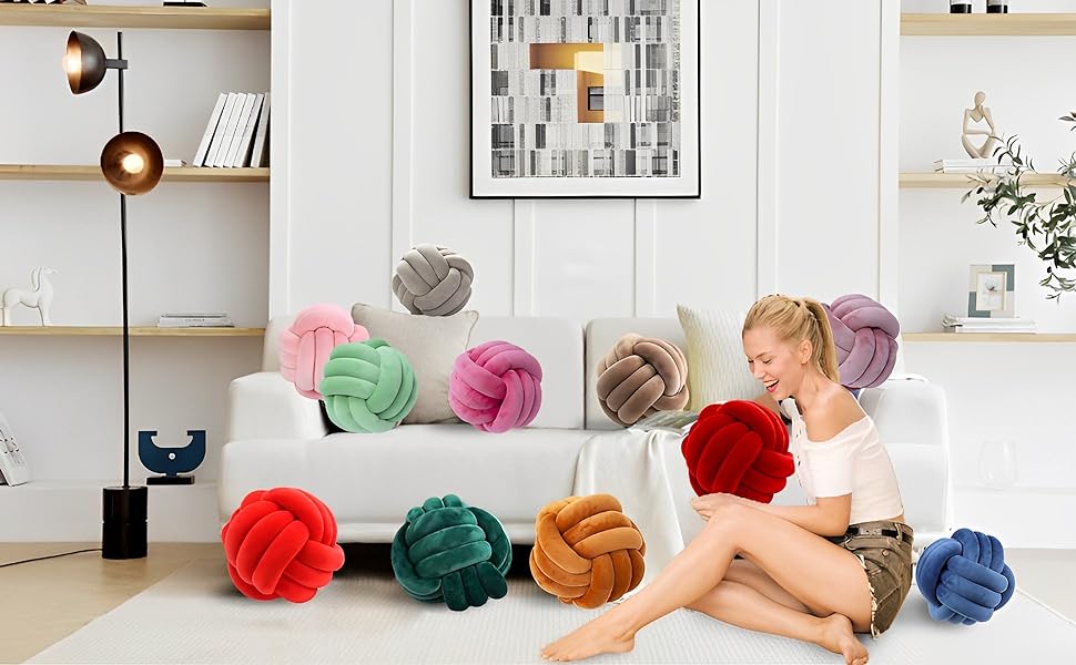 KEBAIHUA Knot Ball Pillows, Round Throw Pillow Cushion Home