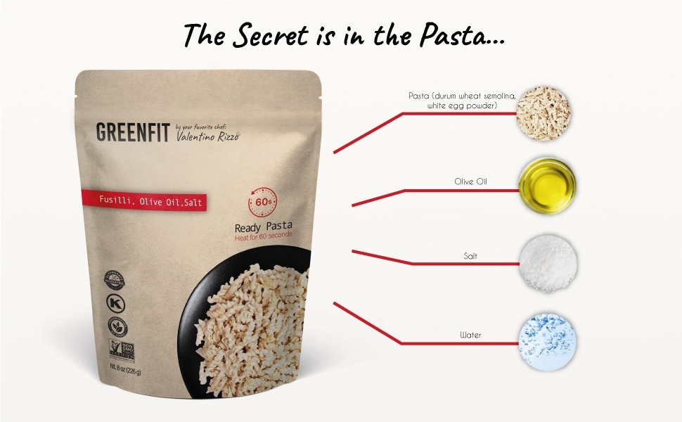 The secret is in the pasta: ingredients are pasta, olive oil, salt and water