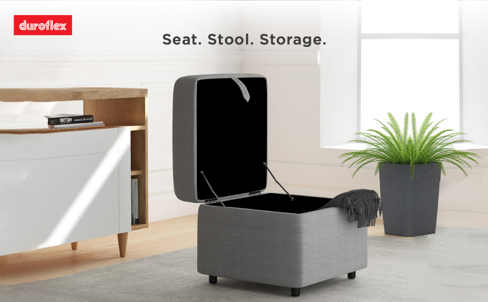 Duroflex Zivo Plus openable Storage Cloudy Grey Ottoman Amazon.in