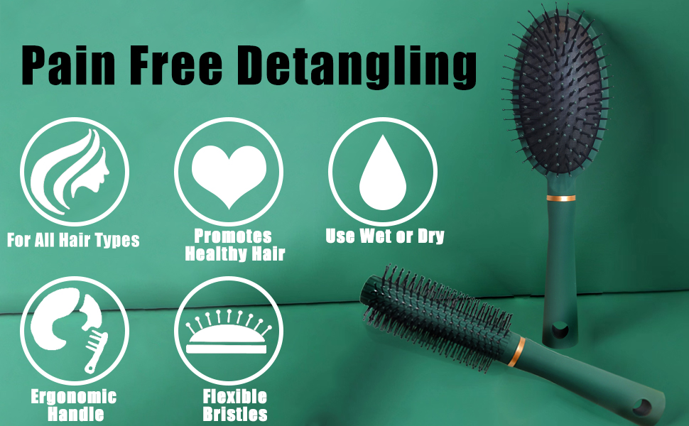 4 Pcs Hair Brush Gifts Set for Women,Detangling Hairbrush