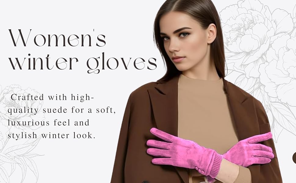 Button detail gloves  Dressy winter gloves  Plush winter gloves