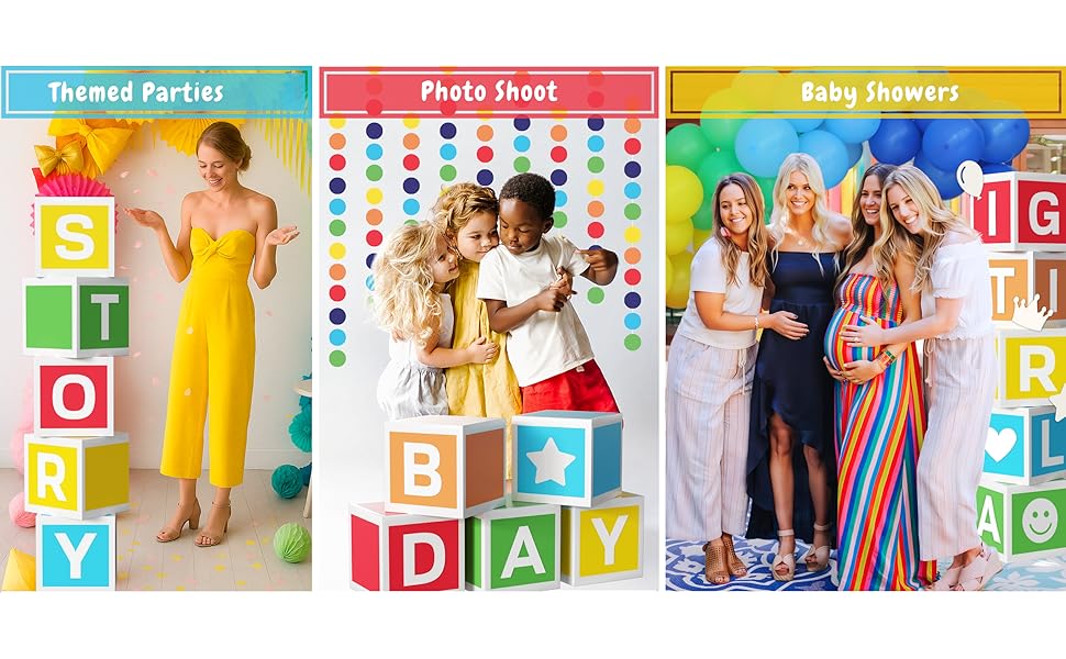 Rainbow Party Decorations - 5 PC ABC Friend Street Letter Boxes for Party