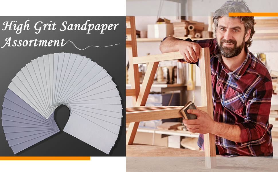 SIQUK 36 Pieces Wet and Dry Sandpaper Assorted 3000 5000 7000 10000