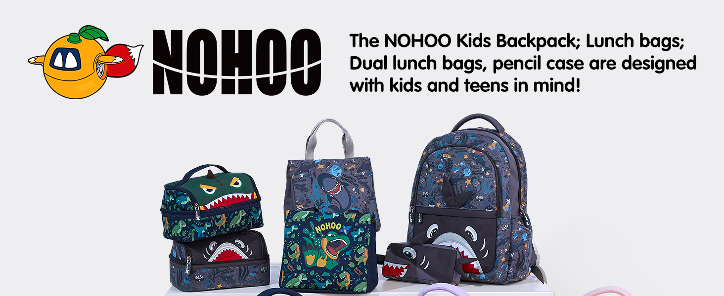 NOHOO Kids Lunch Bag, Large Insulated lunch bag Cooler Reusable Bilayer Lunch box