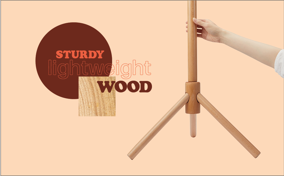 Wegowood® Beech Wood Adjustable Height Coat Rack Stand With Sandalwood