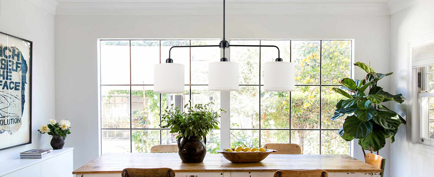3 Lights Linear Chandelier, Farmhouse Kitchen Island Pendant Light