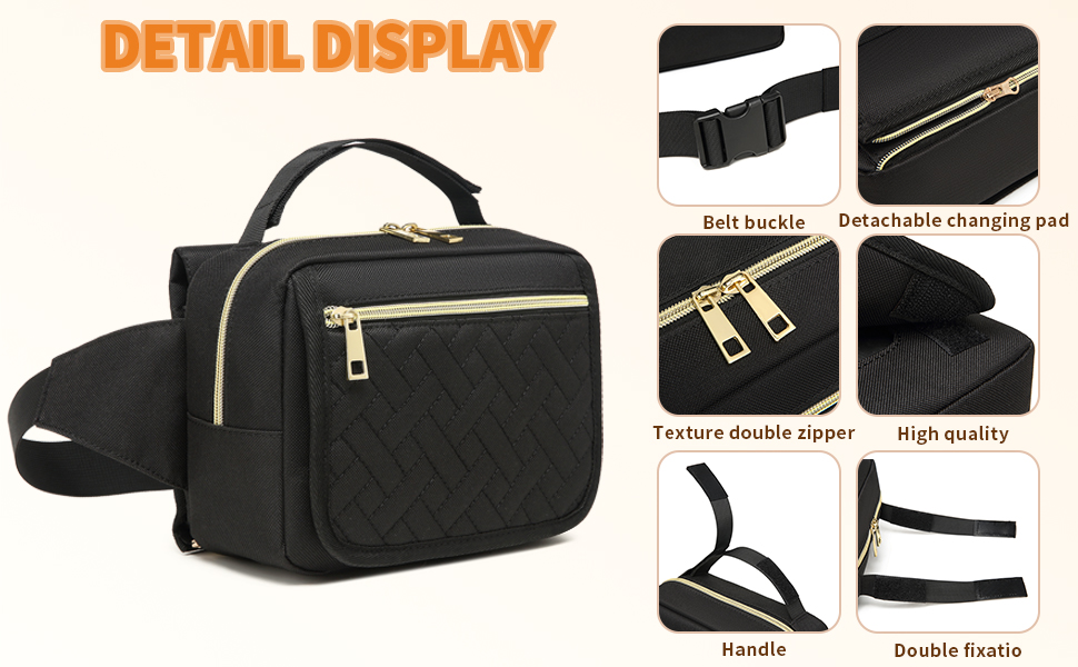 Diaper Bag with Portable Changing Pad,Crossbody Diaper Bag Pack with Wipes Pocket