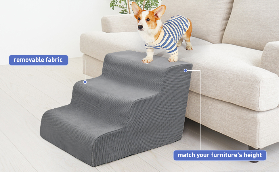 pet stairs for small medium large dogs cats,Grey Extra Wide Foam pet