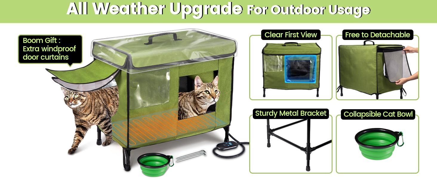 Chtoocy Large Heated Cat House for Outdoor，Insulated