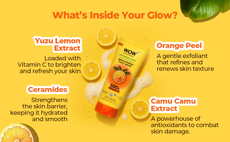 WOW Skin Science Japanese Yuzu + Vitamin C with Ceramide Brightening Face Wash