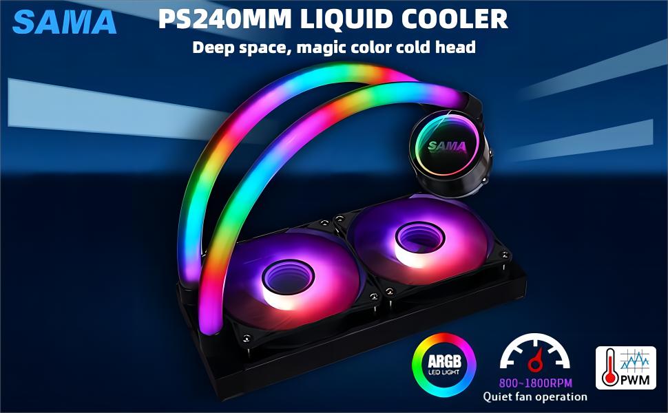 Amazon.com: SAMA 240mm CPU Liquid Cooler ARGB AIO Infinity Mirror ...