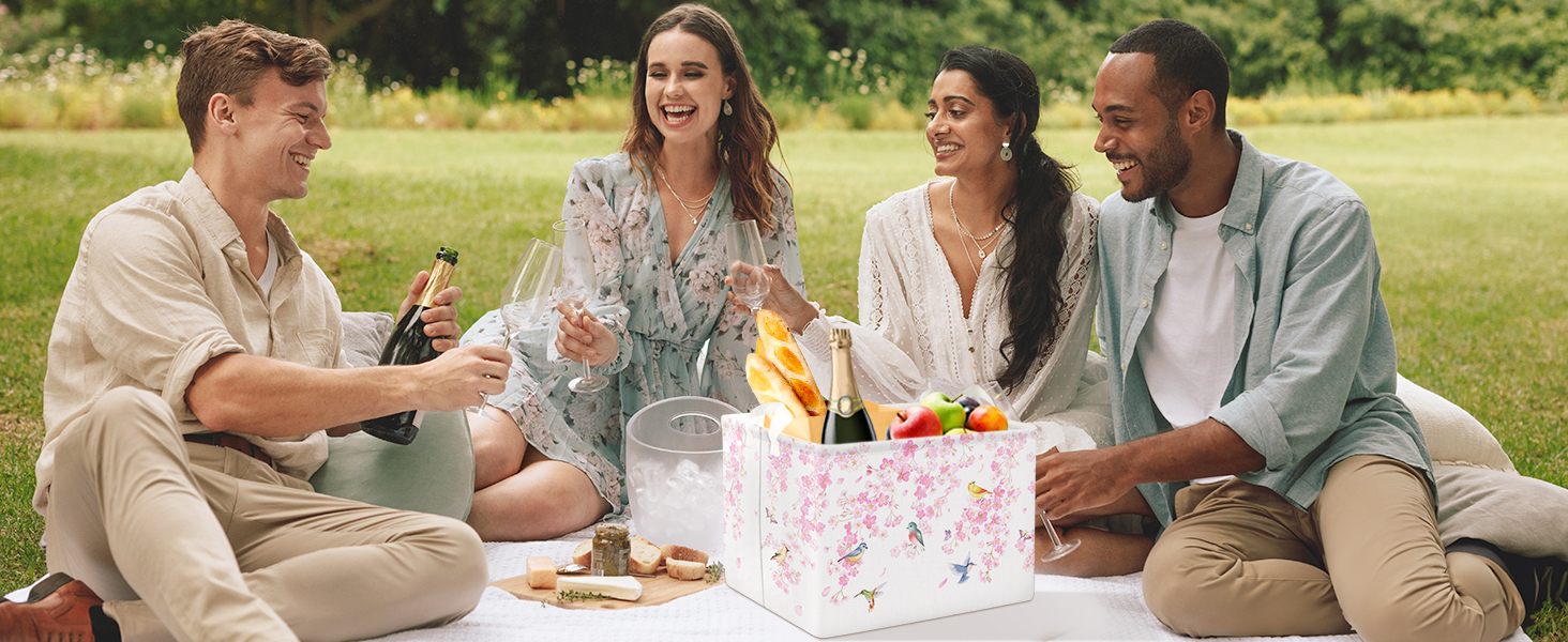 spring bird flower bathroom basket