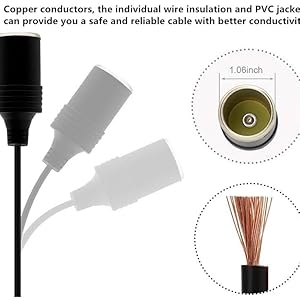 1.2M USB to 12V Car Cigarette Lighter Adapter – Safe Power Converter for Dash Cameras, DVR, GPS, and Low-Power Devices | Plug & Play with Triple Protection for Car Electronics and Accessories 10 copper conductor