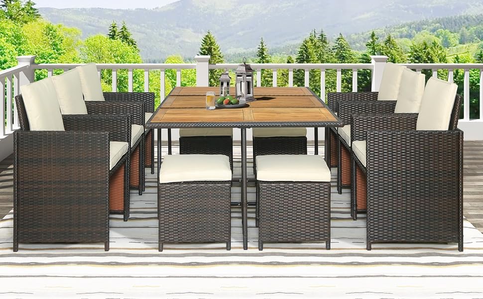 LZ LEISURE ZONE Patio Dining Table Set, 11 Piece Outdoor