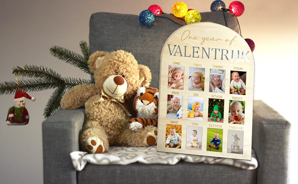 One Year Of Photo Board with Acrylic Mirror Letters