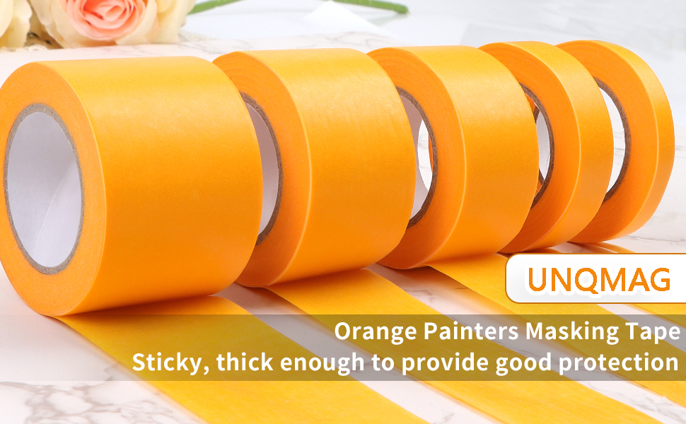 UNQMAG 15 Rolls Multi Surface Premium Masking Tape 845mm x 20m Orange