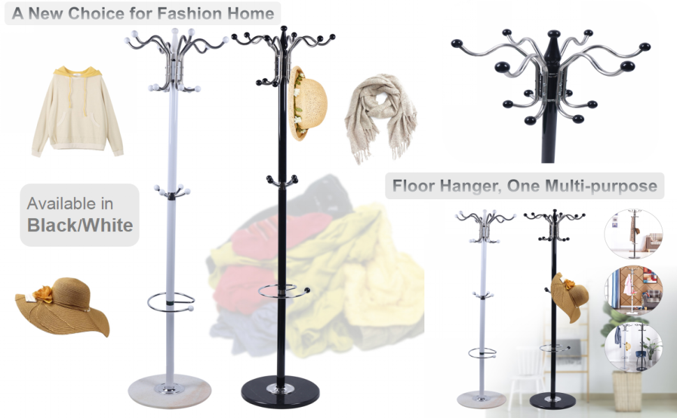 DYRABREST 67" Standing Coat and Hat Hanger Organizer Rack