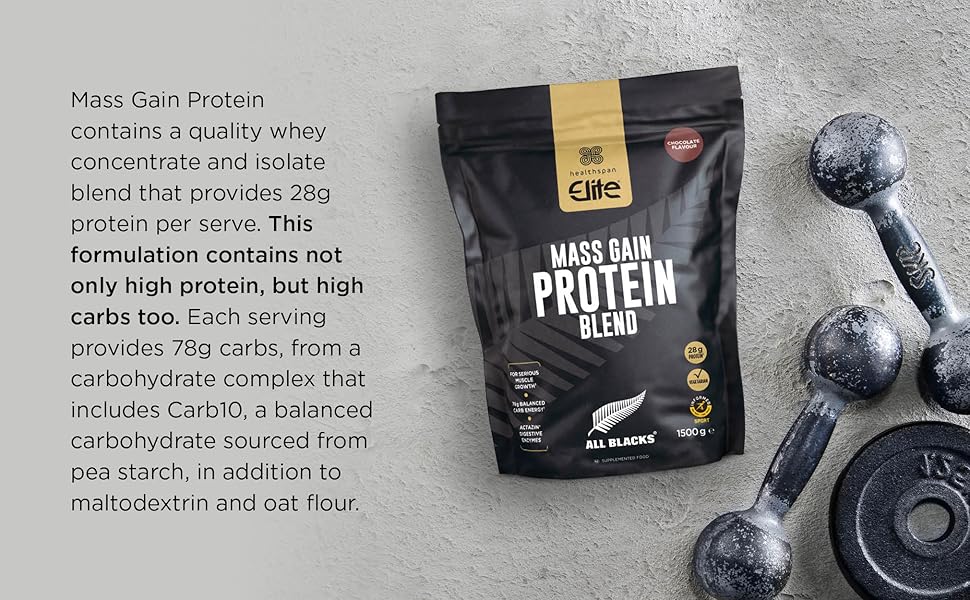 Healthspan Elite All Blacks Mass Gain Protein Blend (1500g) Chocolate