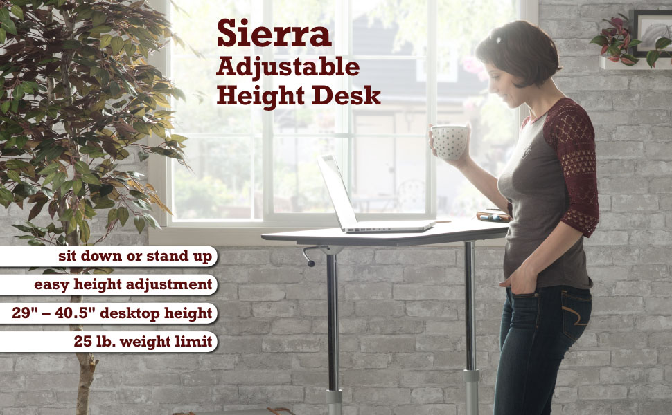 Sit to stand desk, standing desk, portable desk, gas lift desk, mobile cart, adjustable height