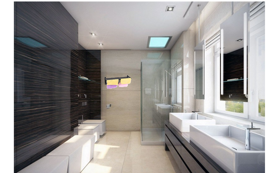 Toallero Estante, Negro Doble Barra de Toalla, Espacio de ...