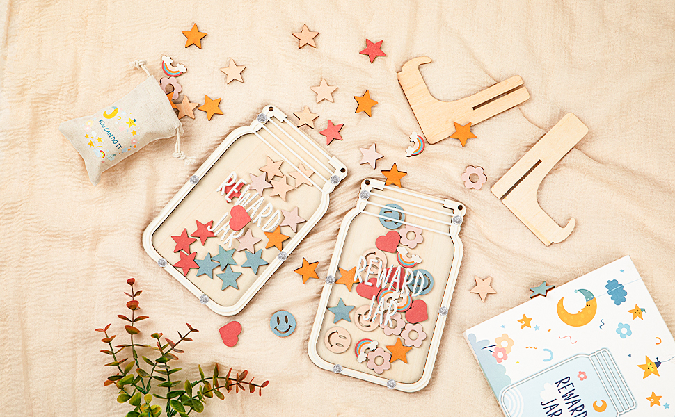 Magnetic Star Reward Jar for Kids, Personalized Smiley Face Reward System