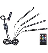 LivTee Car Led Interior Lights，4pcs 48 LED Multicolor Music Car Interior Accessories Under Dash L...