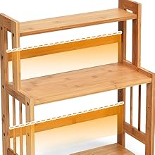 RELAX4LIFE Portaspezie Da Tavolo Con 3 Ripiani In Bambù, Scaffale Salvaspazio Per Spezie Da Cucina, Organizer E Contenitore Con Grande Capacità E Altezza Regolabile, 41 X 18 X 50 Cm, Legno Naturale 17 1