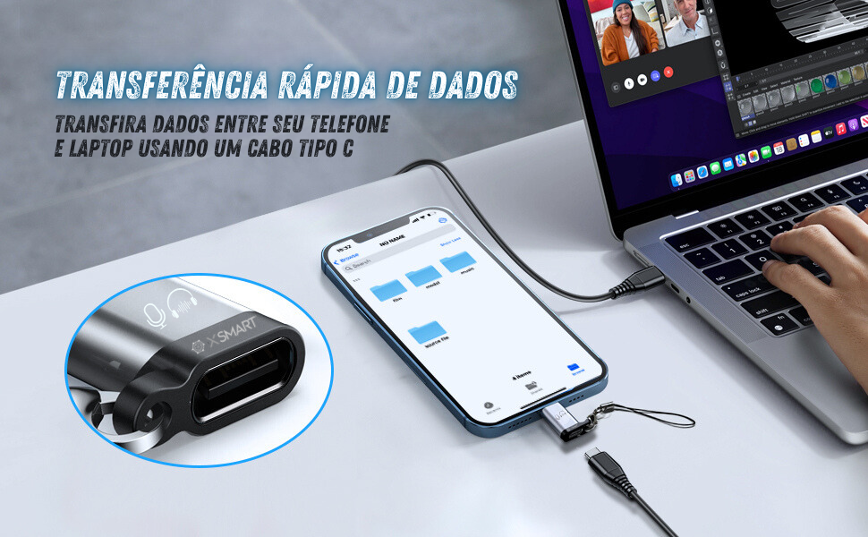 ADAPTADOR LIGHTNING MACHO - TIPO C FEMEA OTG