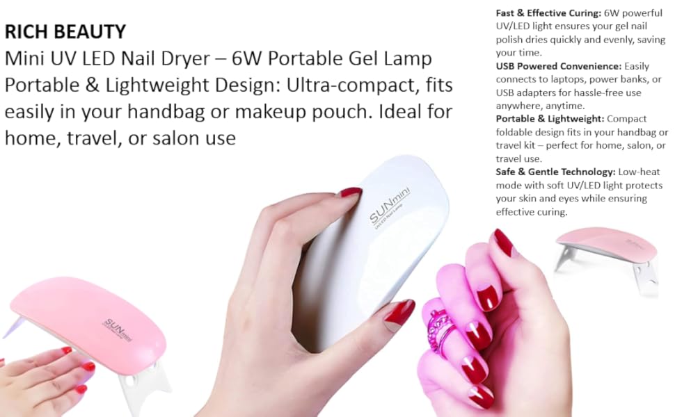 Mini UV LED Nail Dryer – 6W Portable Gel Lamp