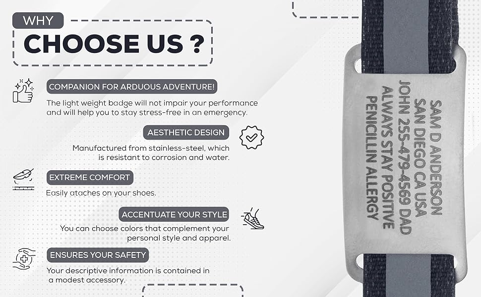 BRECK iD Custom Shoe Tags Medical Alert ID for Runners