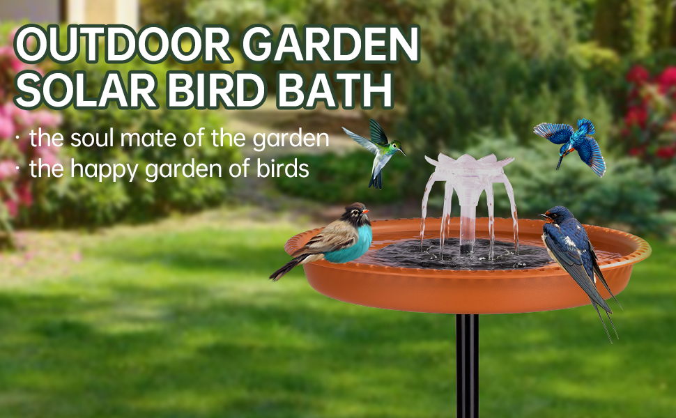 Ribgwo Solar Bird Baths Fountains for Hummingbirds,Stable